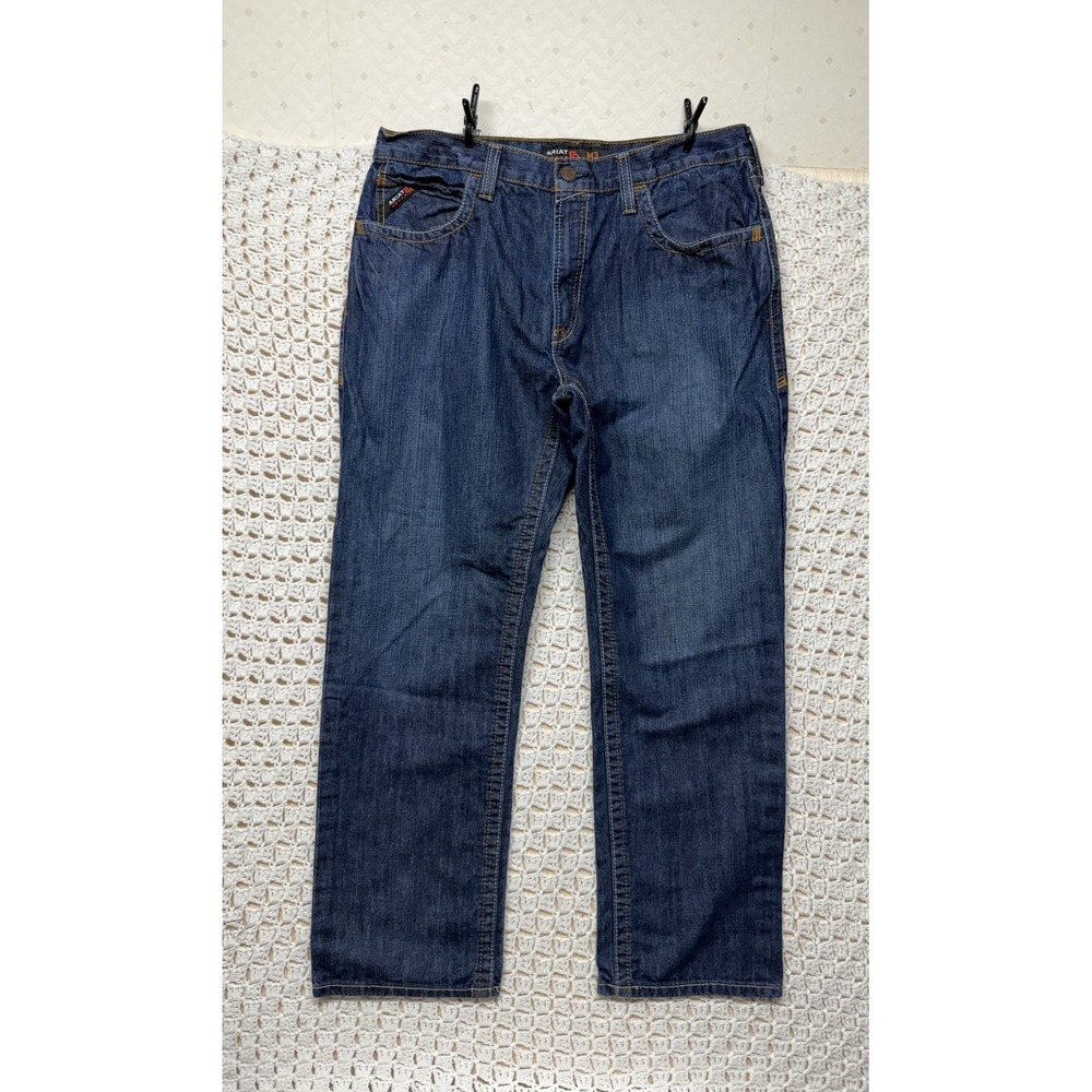 Ariat FR M3 Loose Jeans Mens 36x32 Dark Blue Denim Flame Resistant Work Cotton